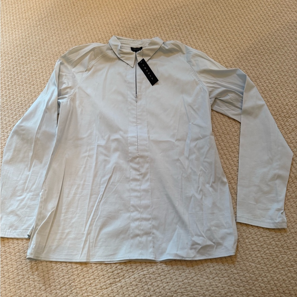 Theory Soft Cream Long Sleeve Blouse